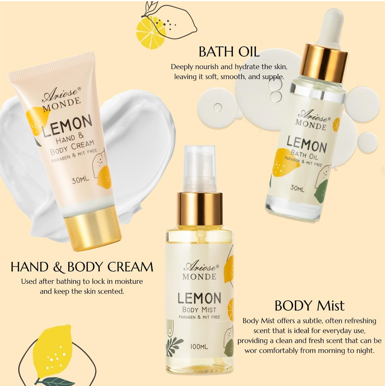 ARIOSE MONDE (LEMON BATH GIFT SET) 6pcs Set