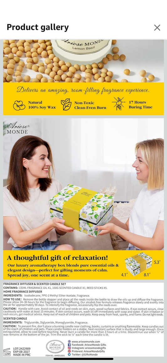 ArioseMonde (LEMON BASIL SET) 2pcs Set