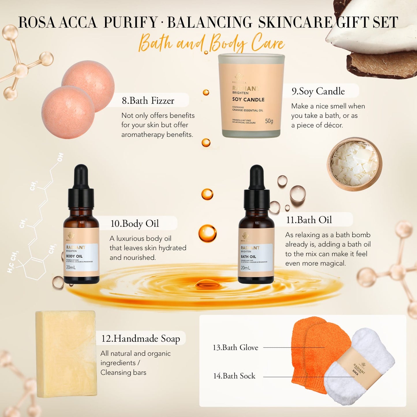 Skin Care Set - Orange 23pcs Set
