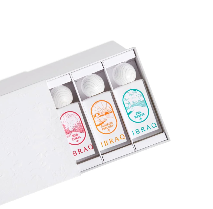 Ibraheem Al qurashi - Mini Summer Collection 10 ml ( Sea Breeze, Chasing Waves, Riviera Sunset,Ocean Whisper,Sunrise Melody,Red Coral) )v (Copy)